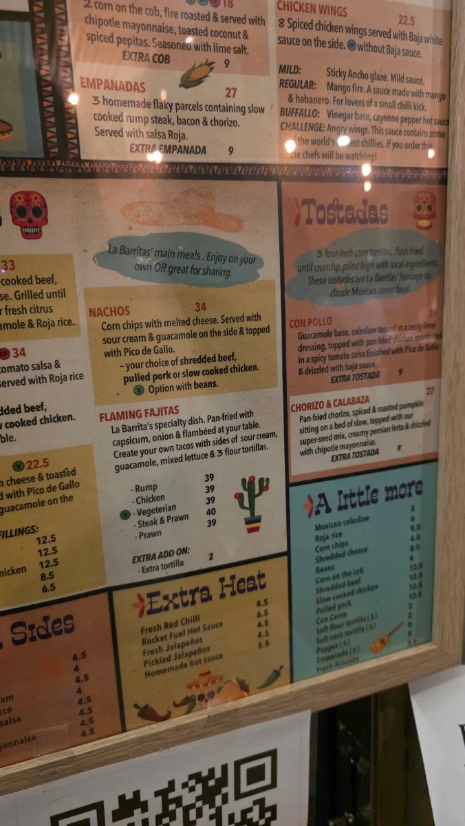 Menu, La Barrita