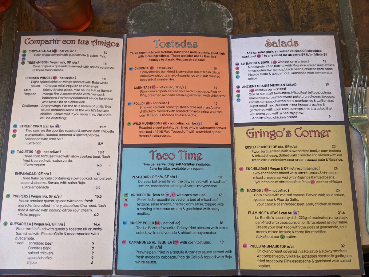 Menu, La Barrita