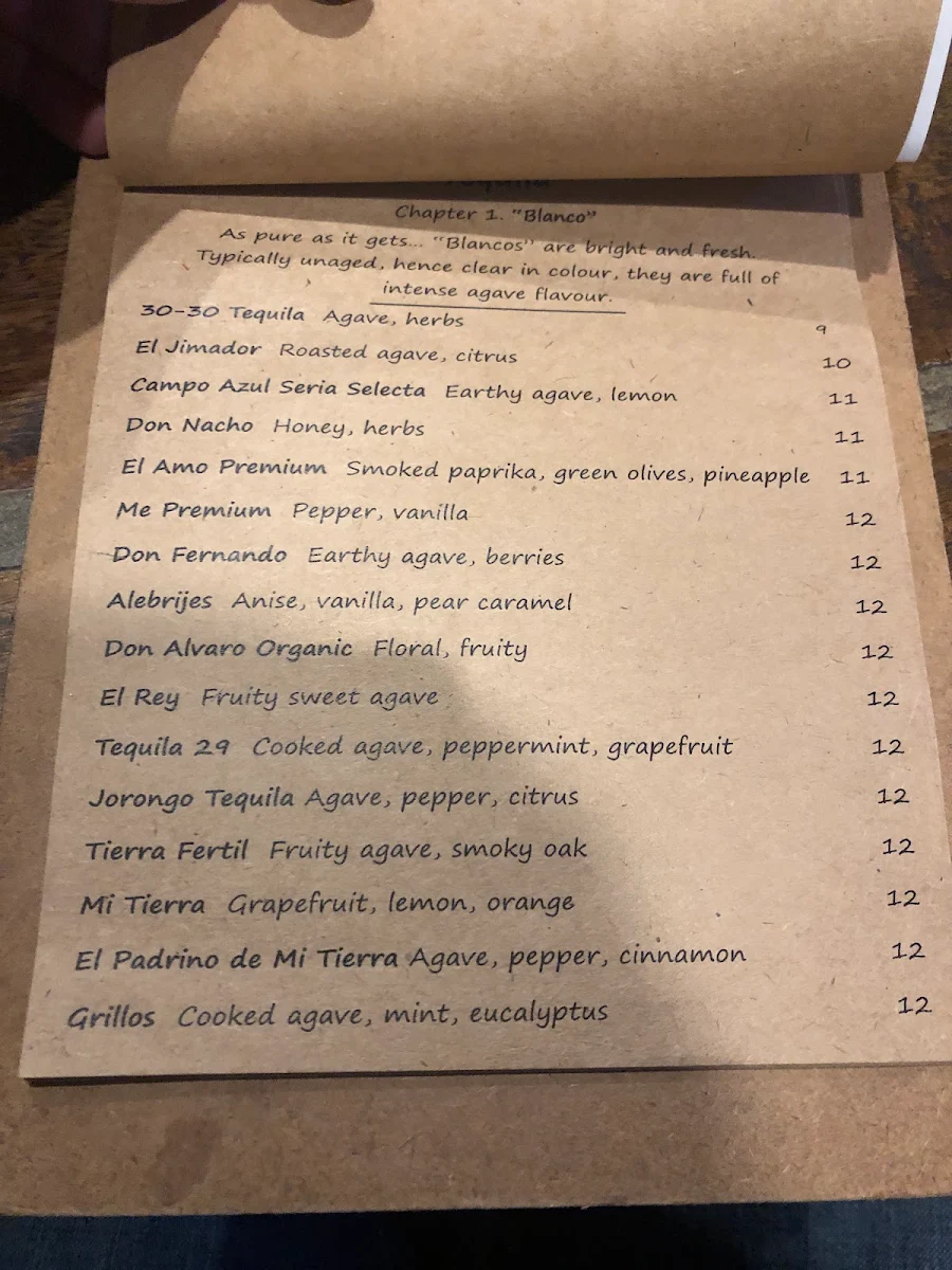 Menu, La Barrita