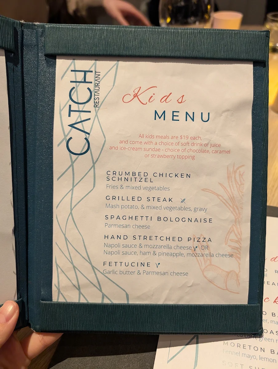 Menu, Catch Restaurant