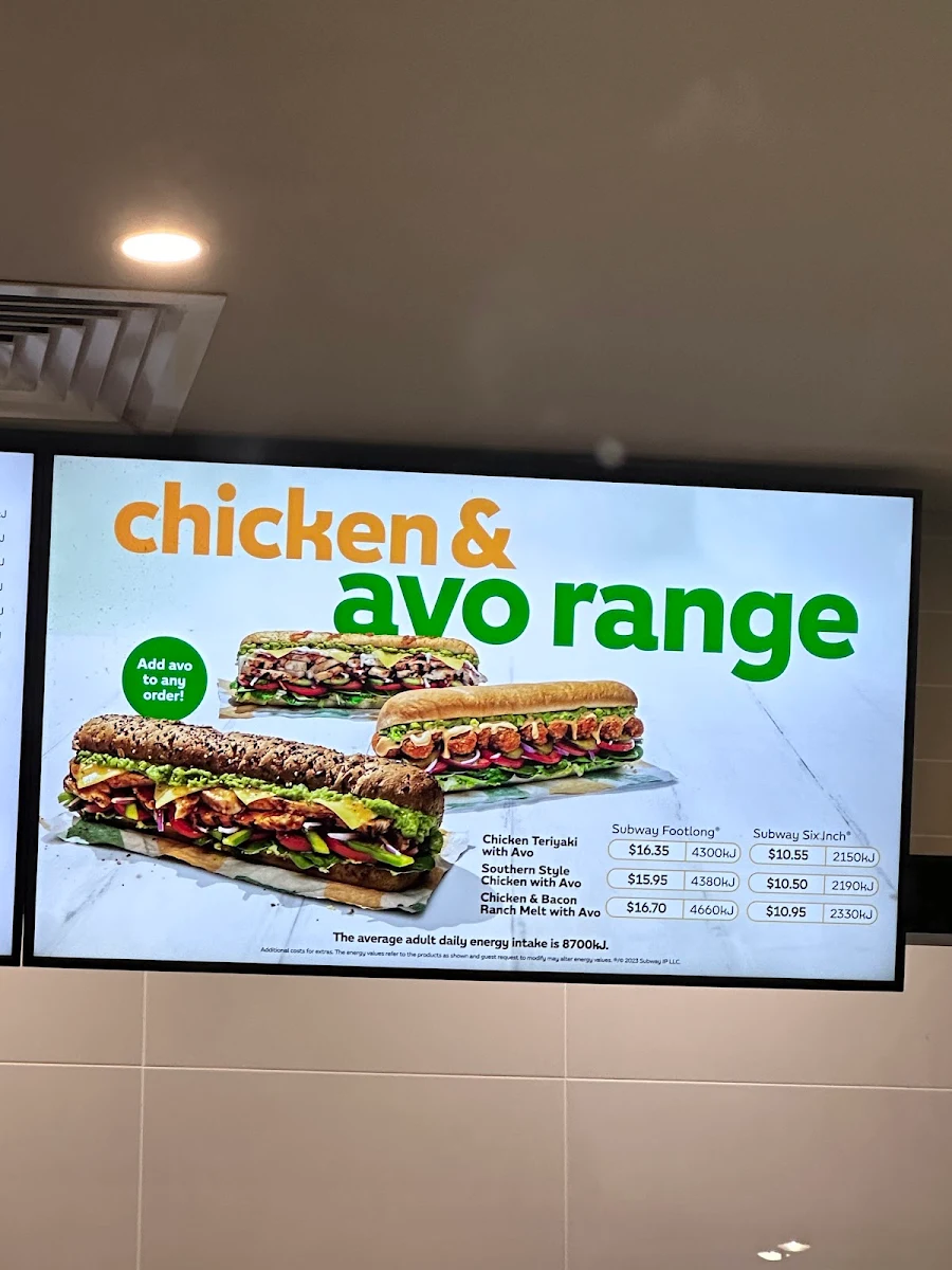 Menu, Subway