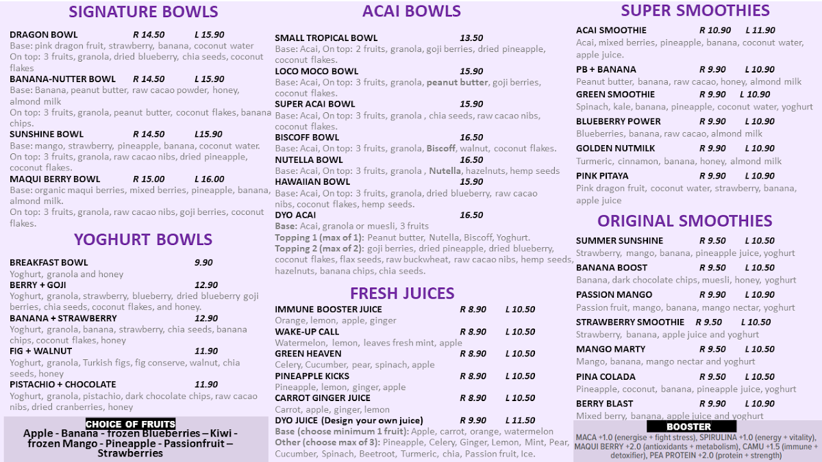 Menu, Little Cultures
