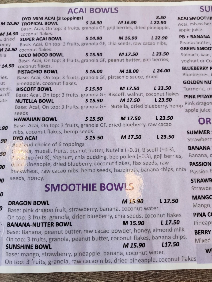 Menu, Little Cultures