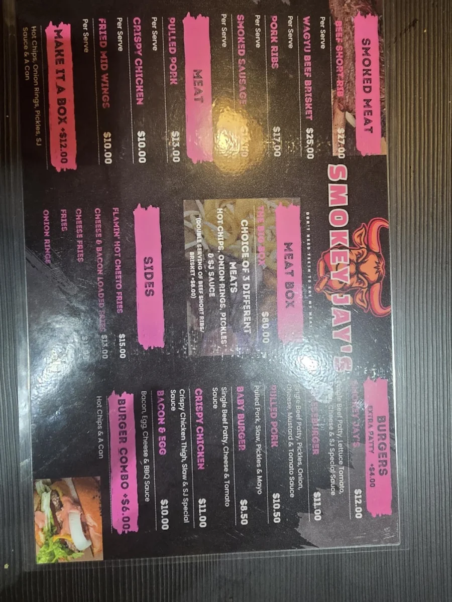 Menu, Smokey Jay’s