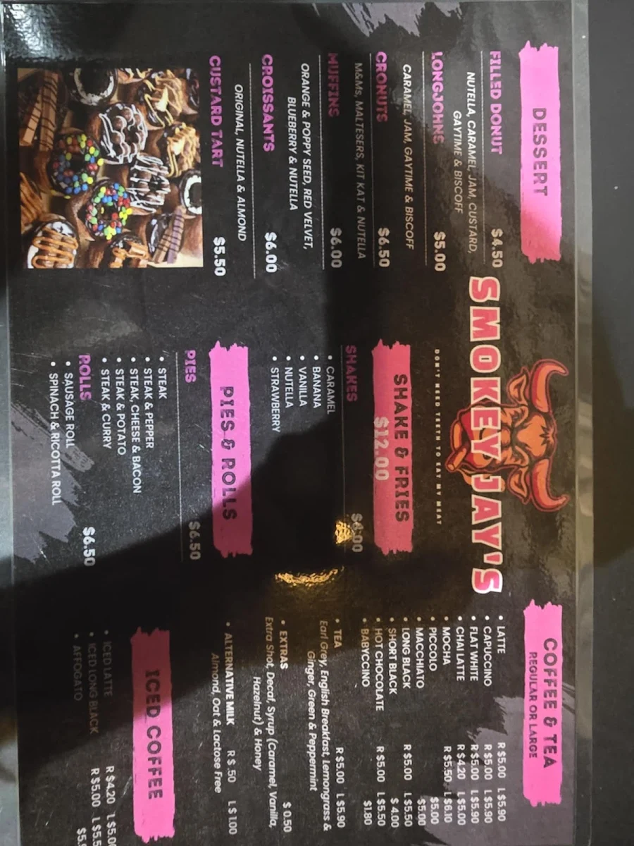 Menu, Smokey Jay’s