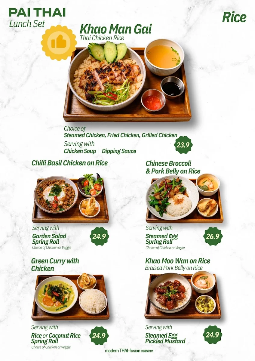 Menu, Pai Thai