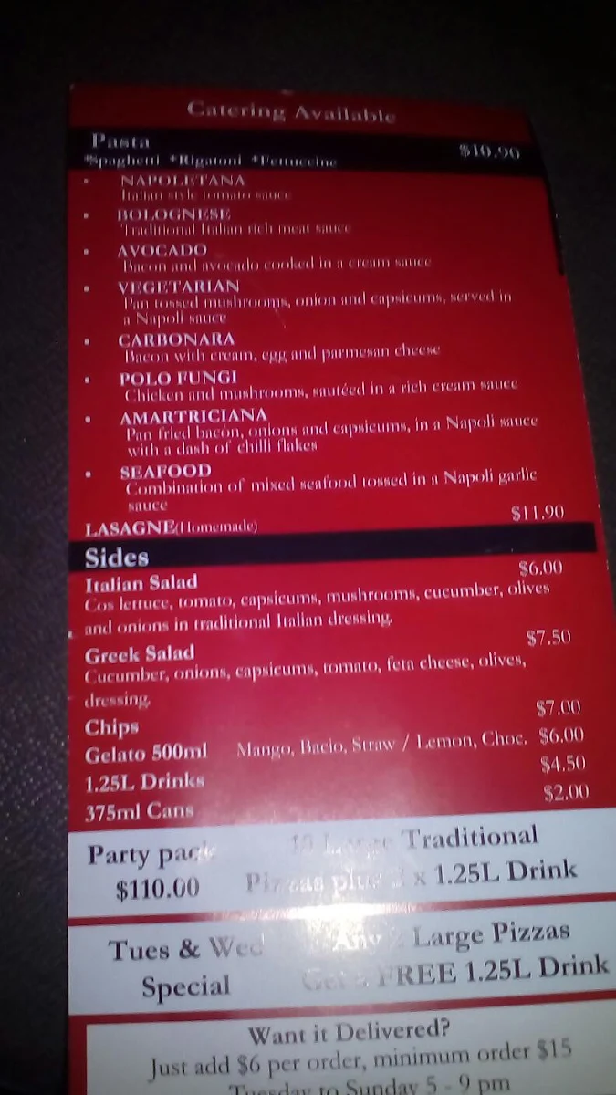 Menu, Monte Carlo pizza