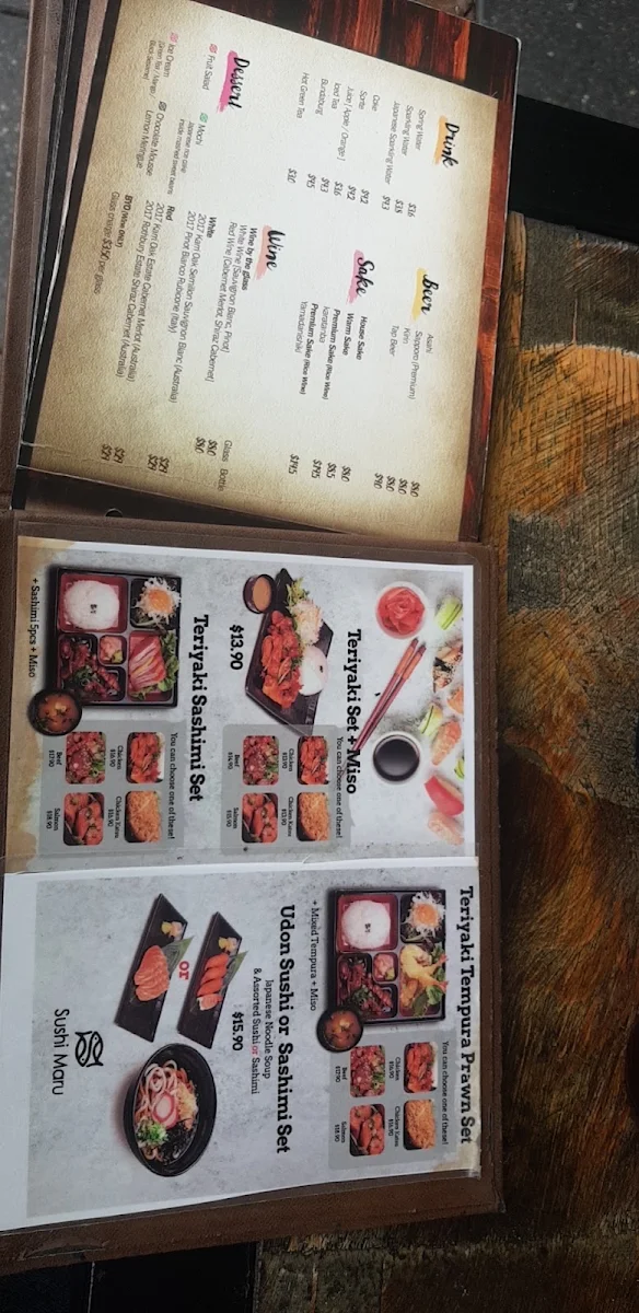 Menu, Sushi Maru