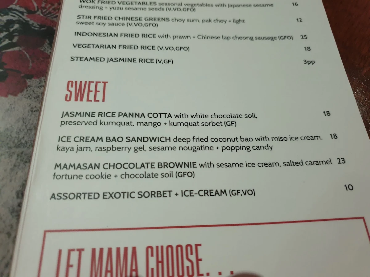 Menu, Mamasan