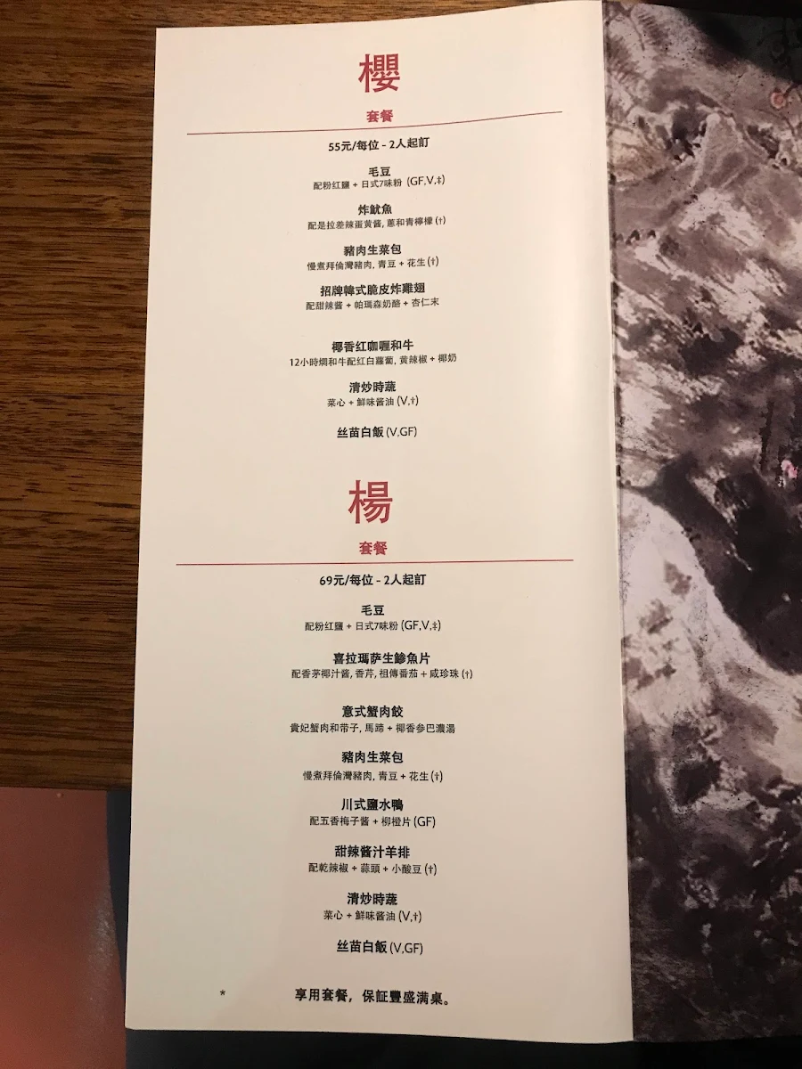 Menu, Mamasan