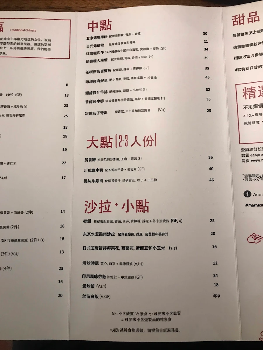 Menu, Mamasan