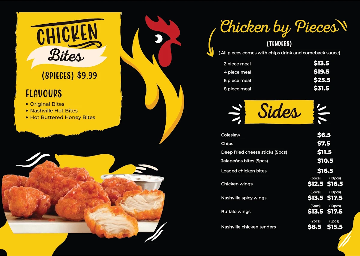Menu, Spicy Chick ( halal certified suppliers)