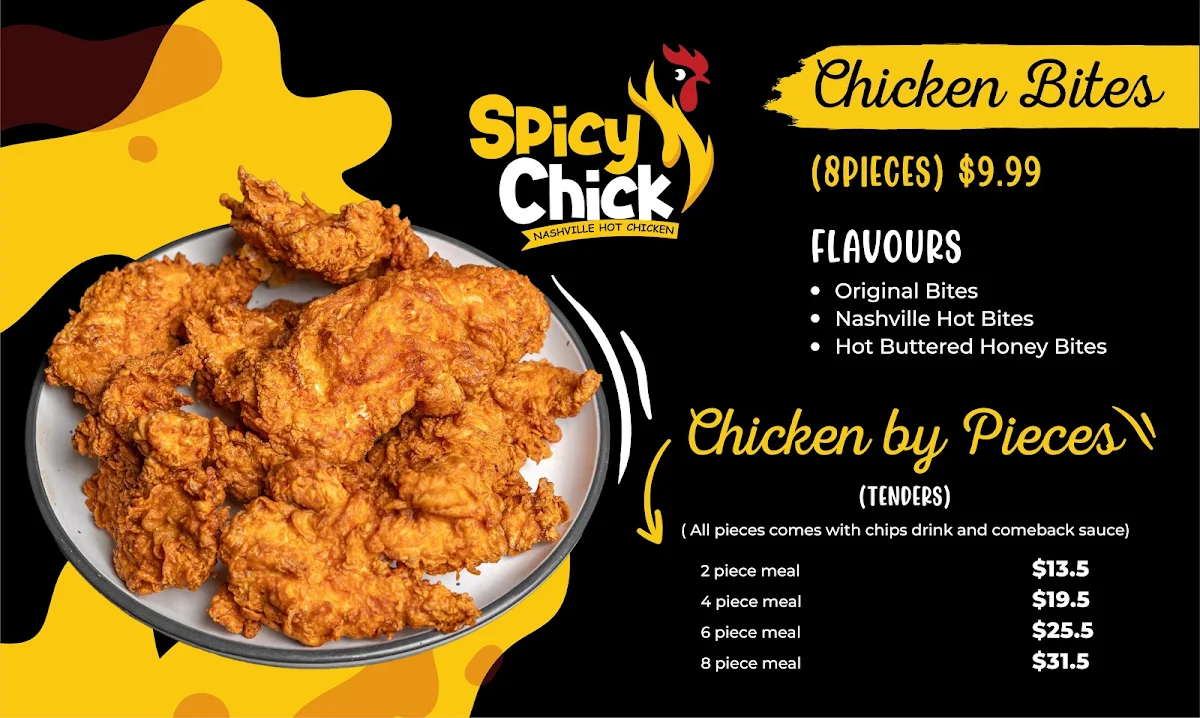 Menu, Spicy Chick ( halal certified suppliers)