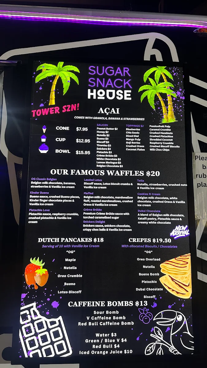 Menu, Sugar Snack House