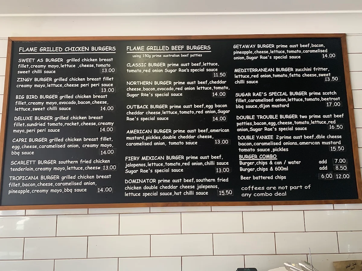 Menu, Sugar Rae's