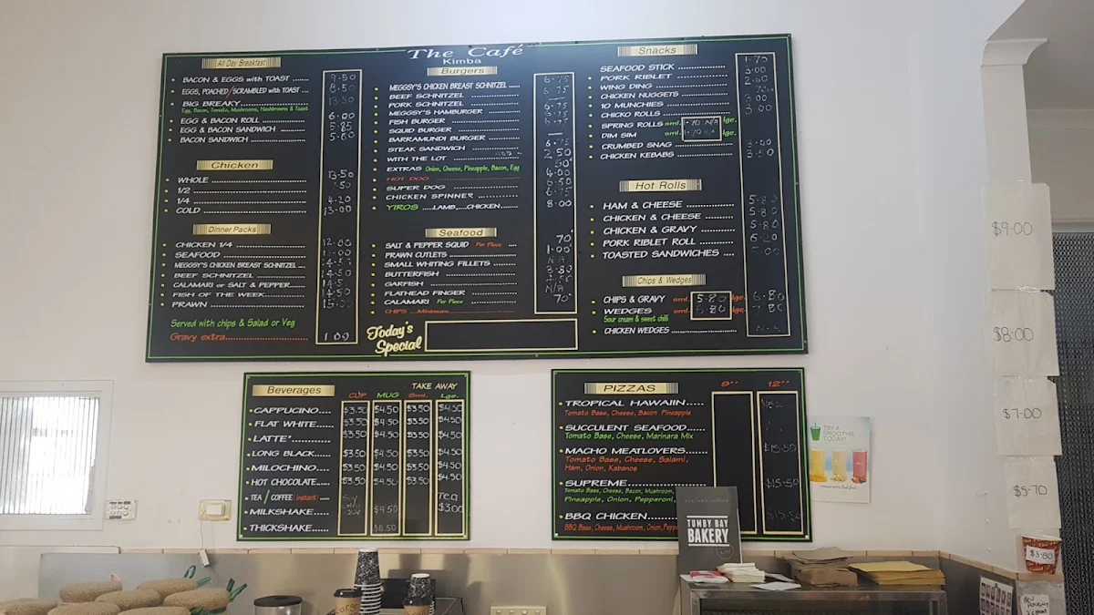 Menu, Cafe Kimba