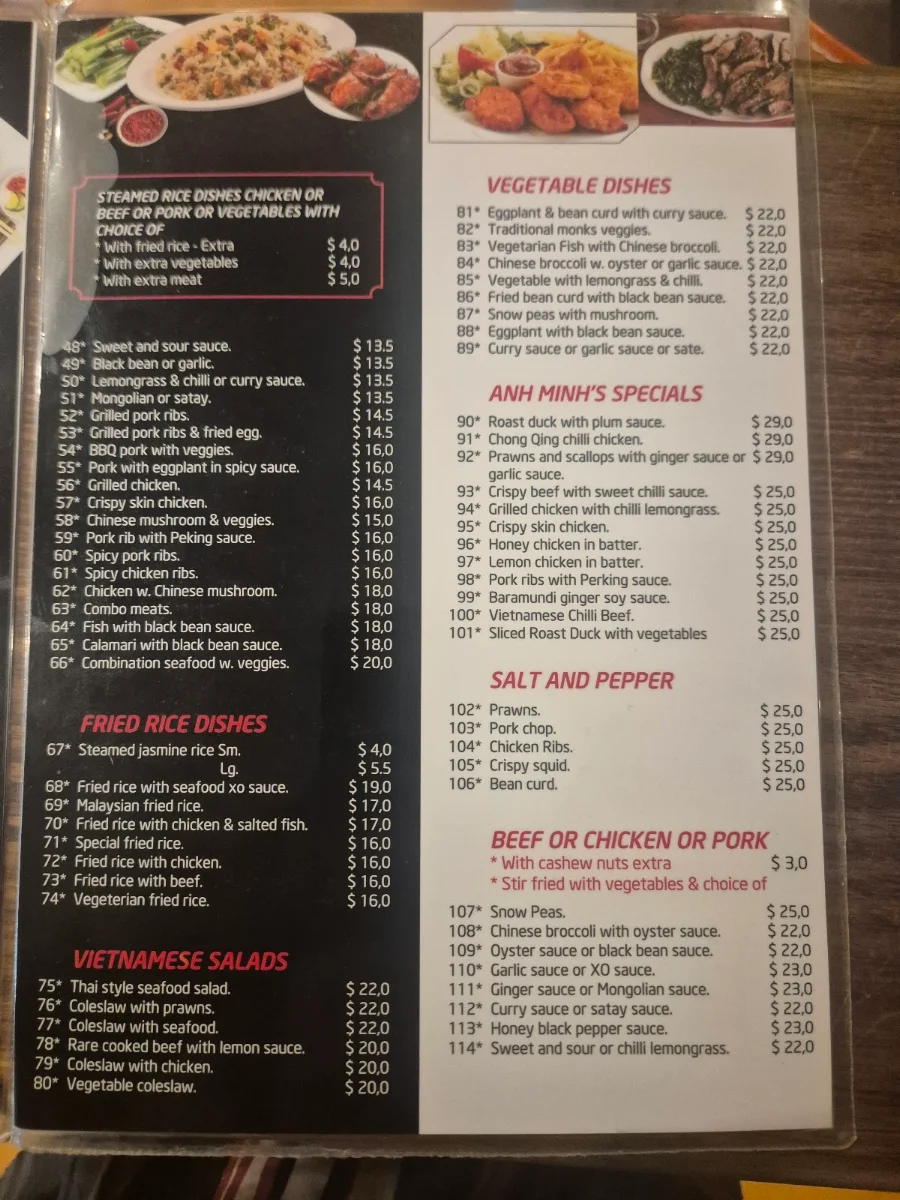 Menu, Anh Minh
