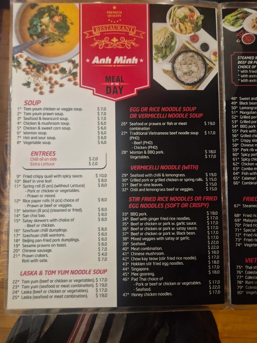 Menu, Anh Minh