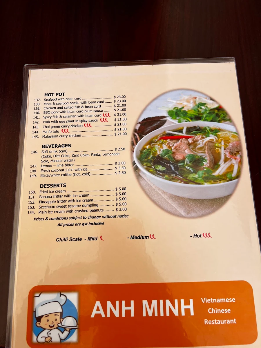 Menu, Anh Minh