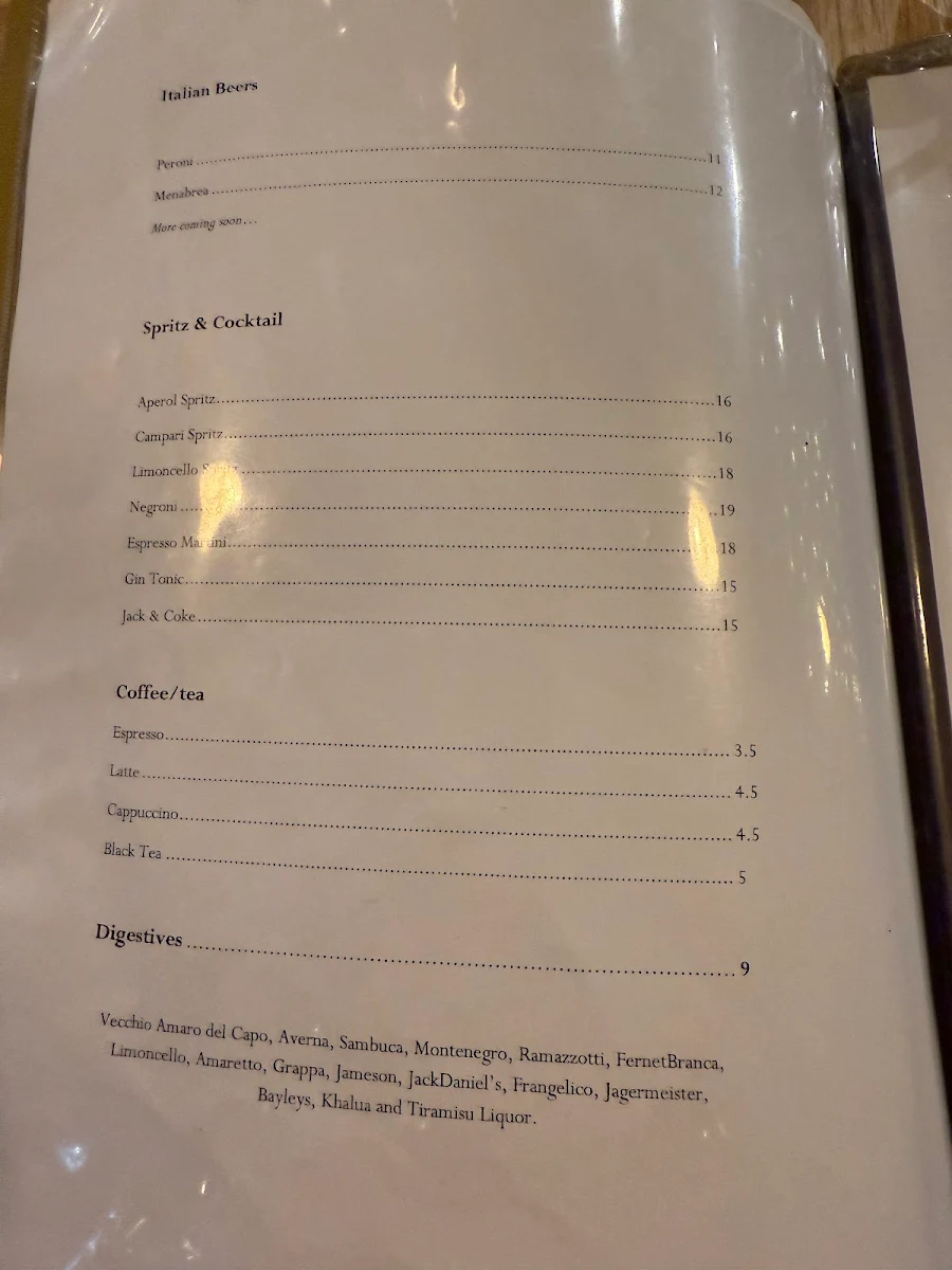 Menu, Paoletto's Pizza