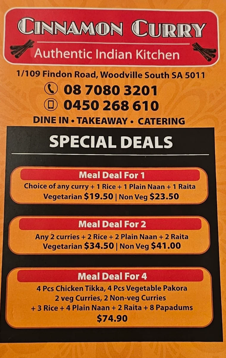 Menu, Cinnamon Curry