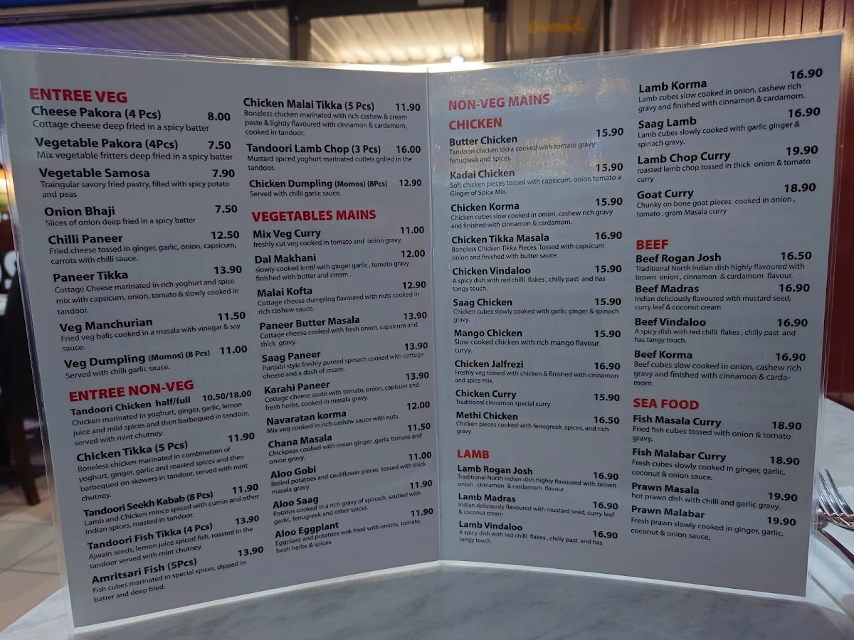 Menu, Cinnamon Curry