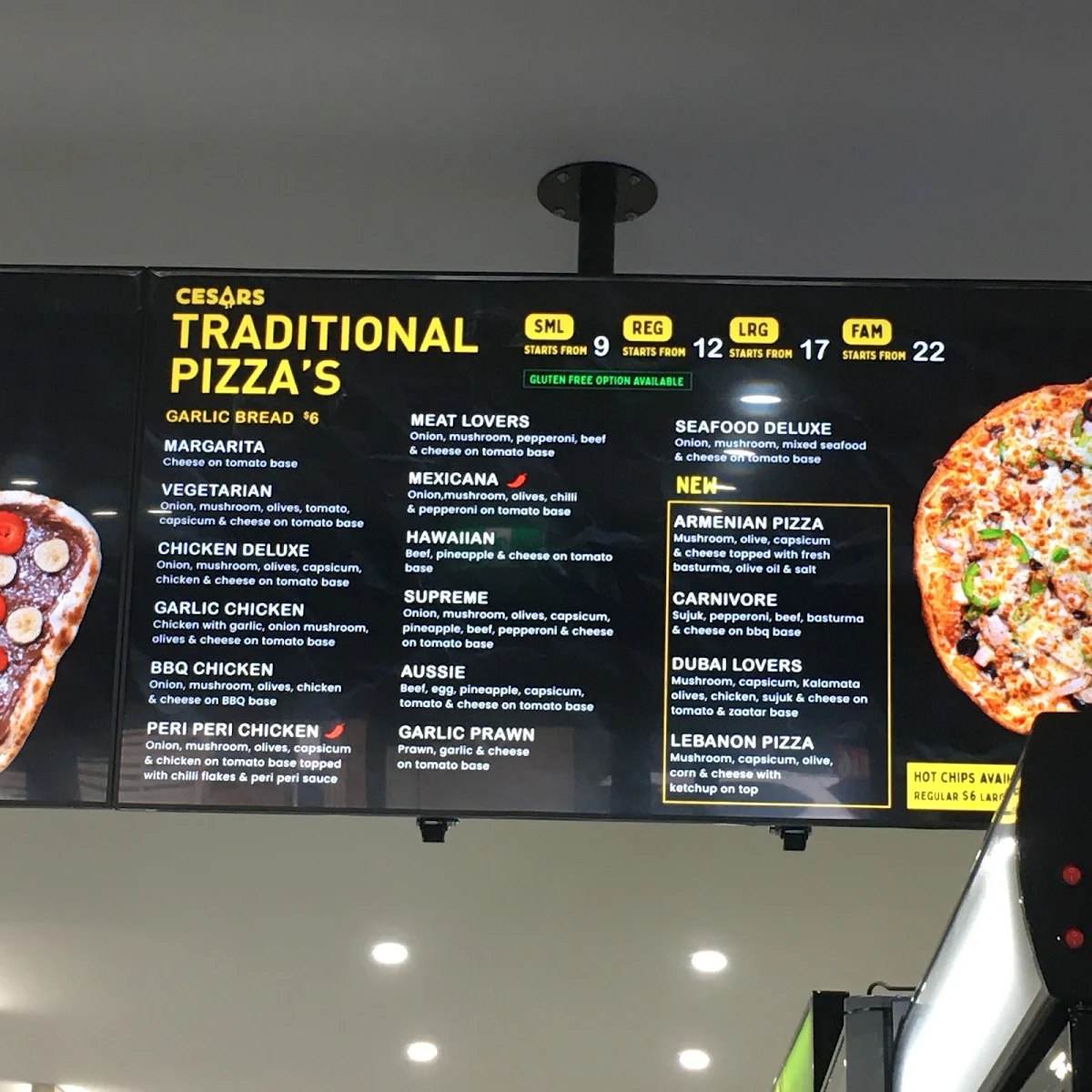 Menu, Cesars Pizza House