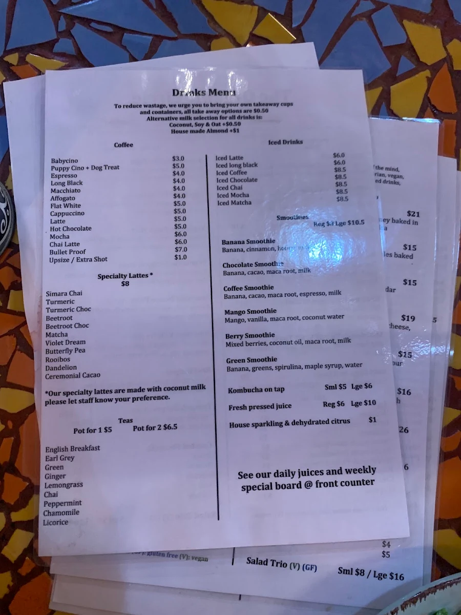Menu, The Organic Circle