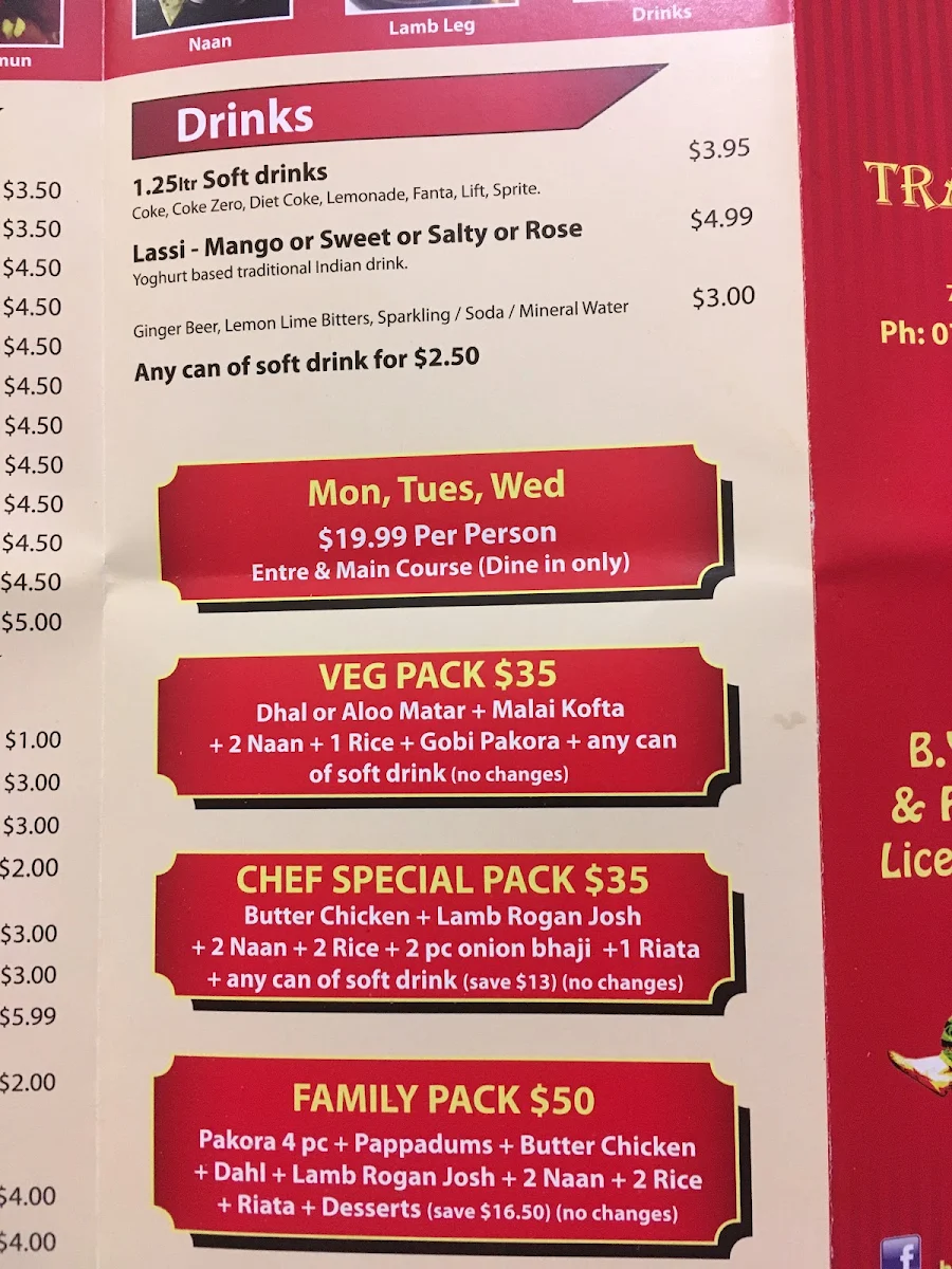 Menu, Traditional India