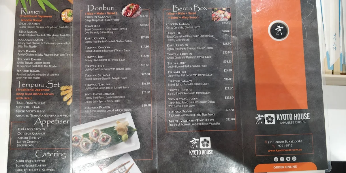 Menu, Kyoto House