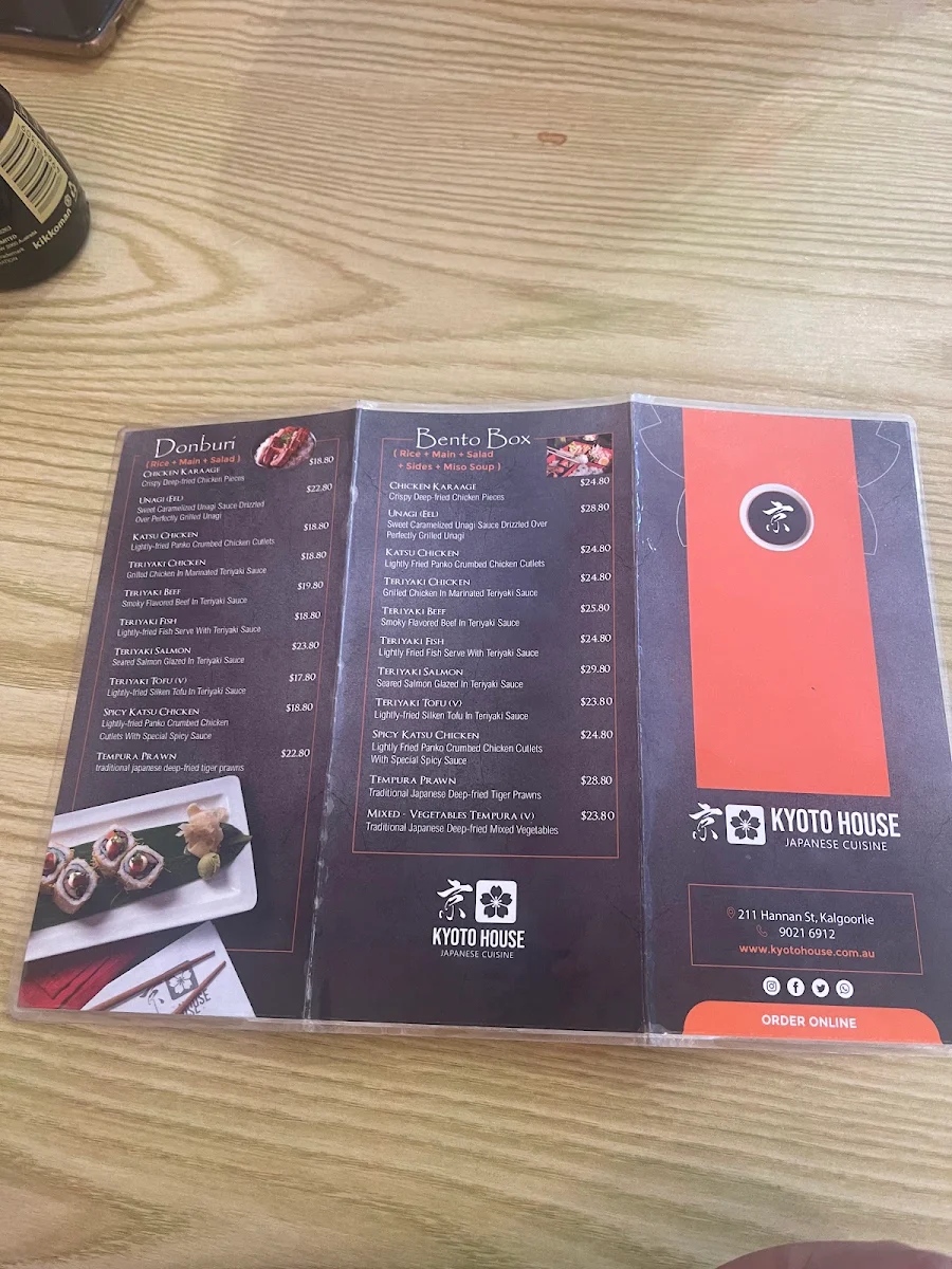 Menu, Kyoto House