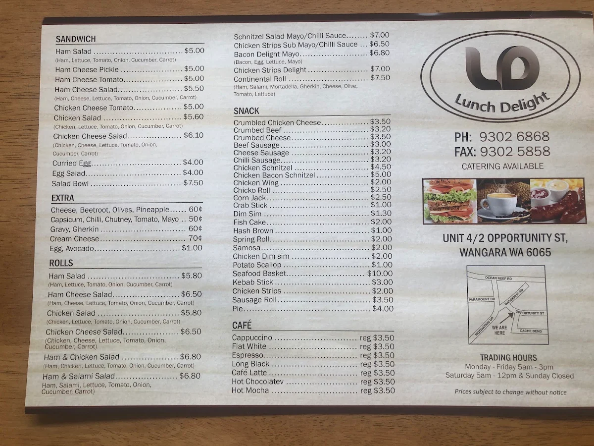 Menu, Lunch Delight