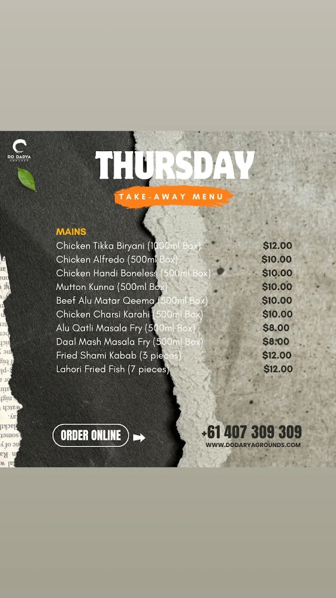 Menu, Do Darya Grounds