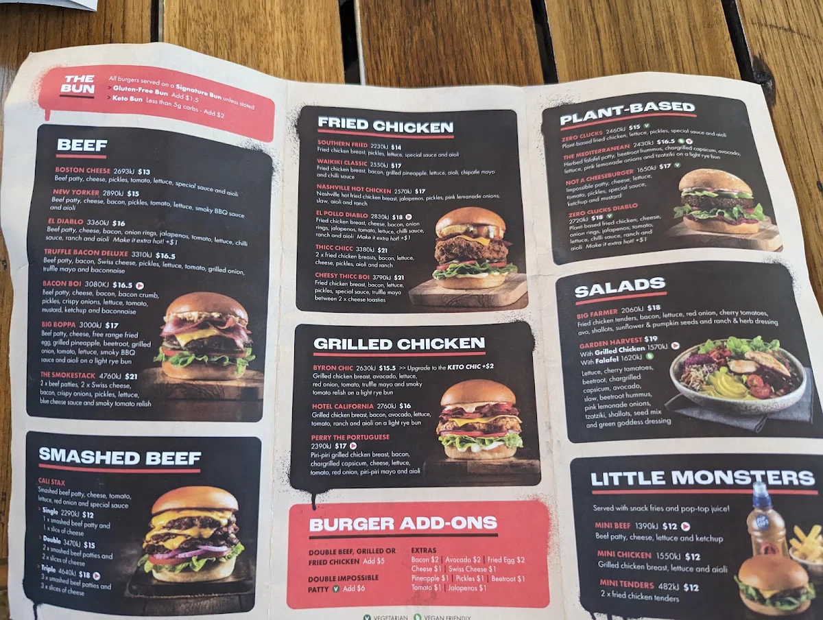 Menu, Burger Urge (Salisbury)