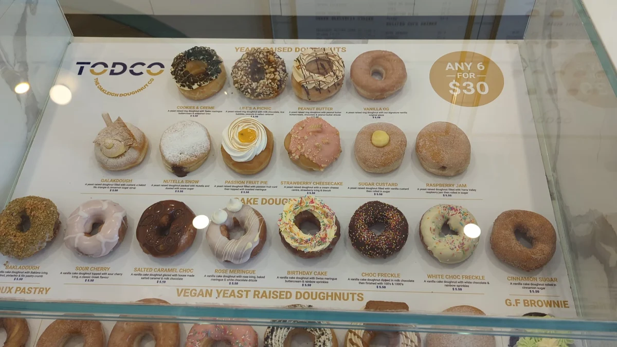 Menu, TODCO - The Oakleigh Doughnut Co (South Yarra)
