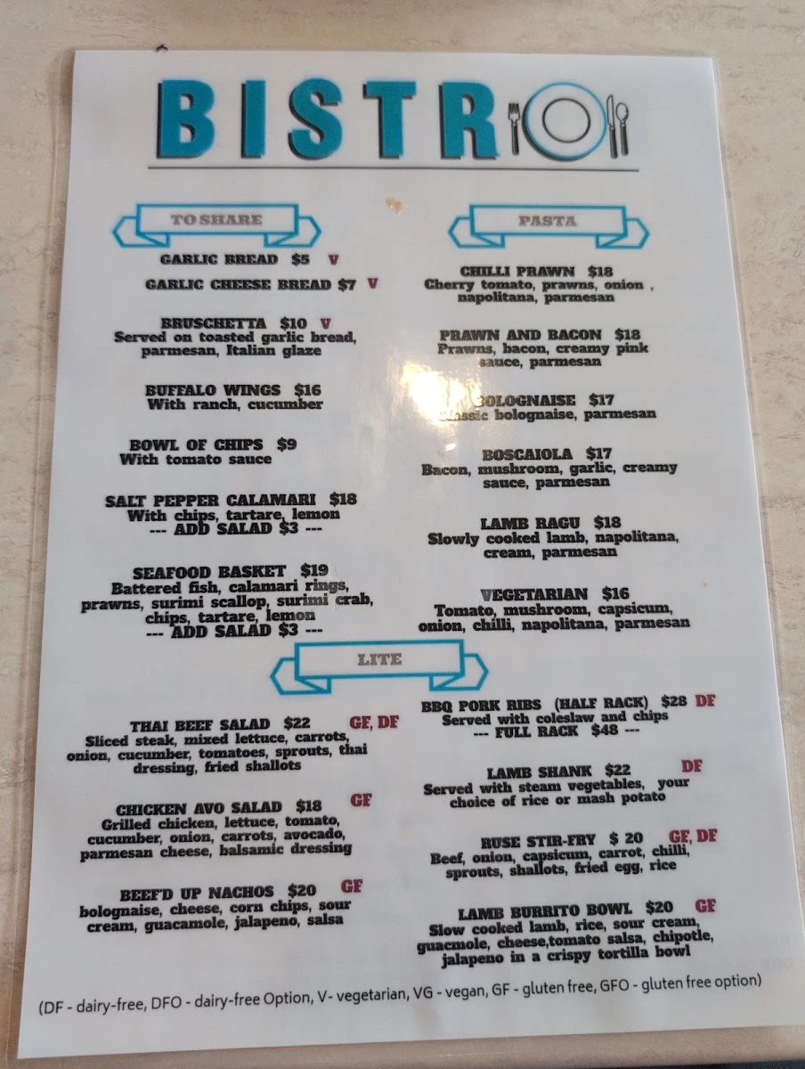 Menu, Ruse Tavern