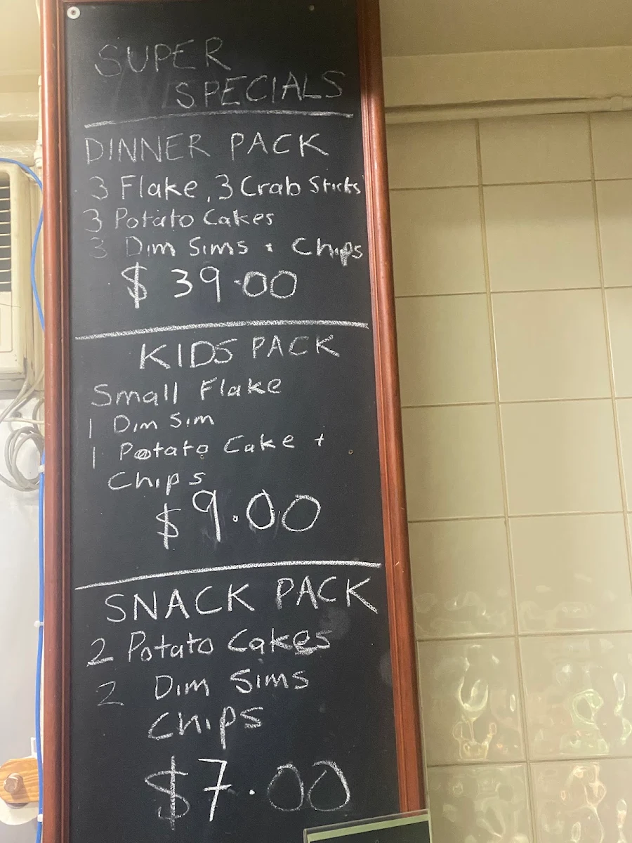 Menu, North Melbourne Fish and Chips