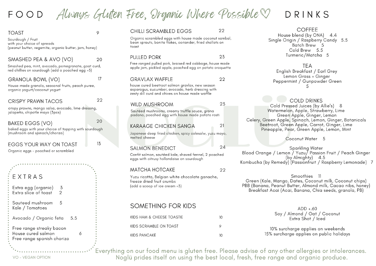 Menu, Noglu