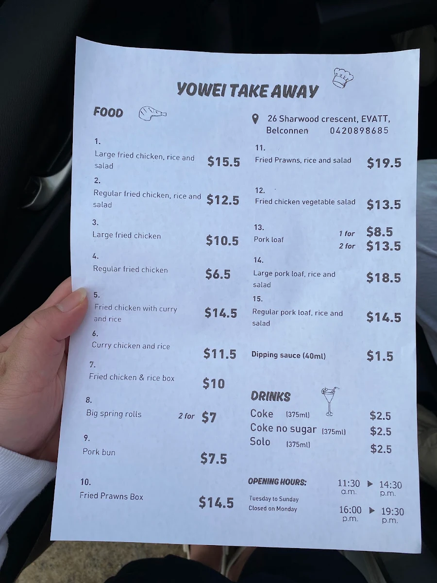 Menu, yowei