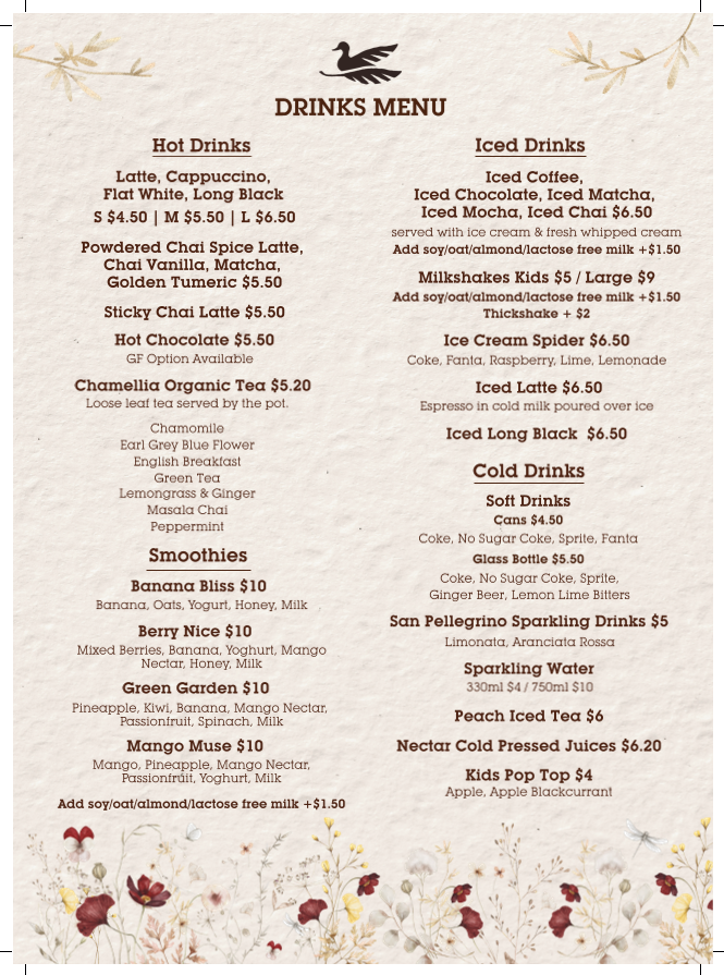 Menu, Warran Glen Cafe