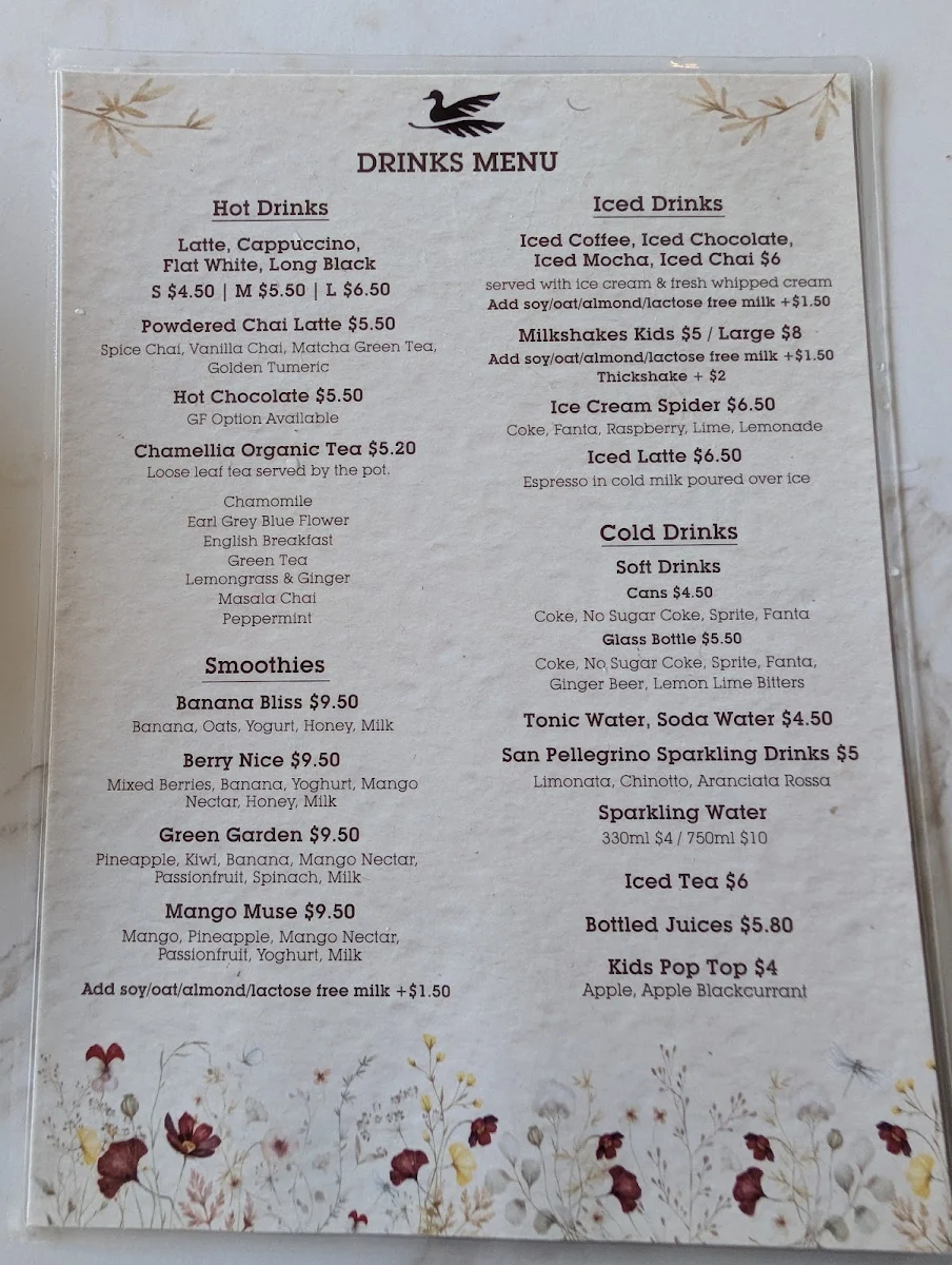 Menu, Warran Glen Cafe