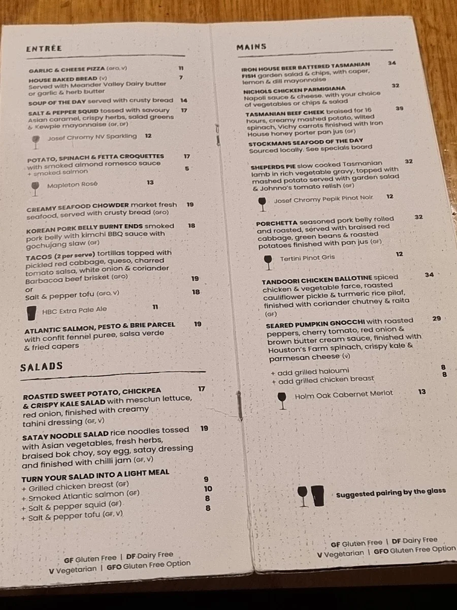 Menu, Stockman’s Restaurant