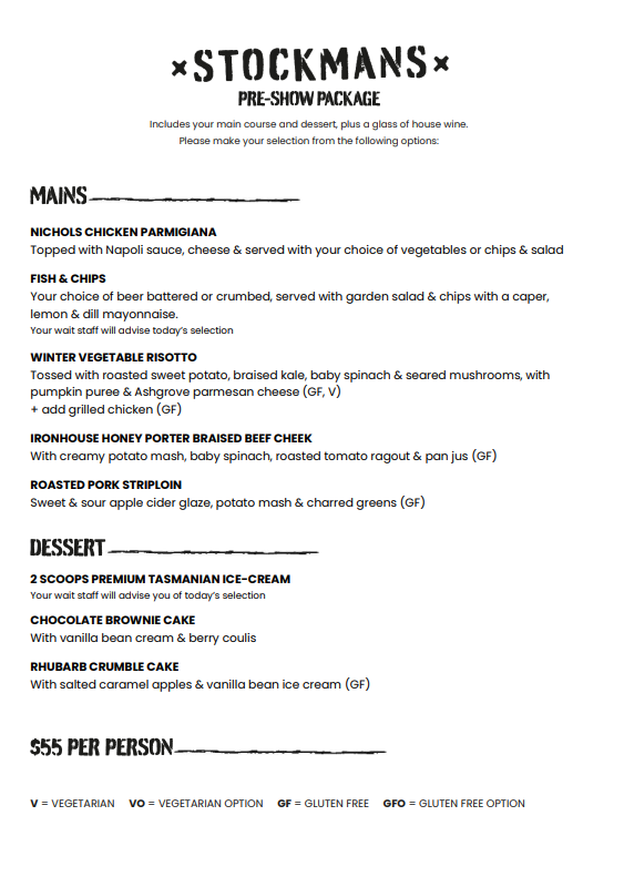 Menu, Stockman’s Restaurant