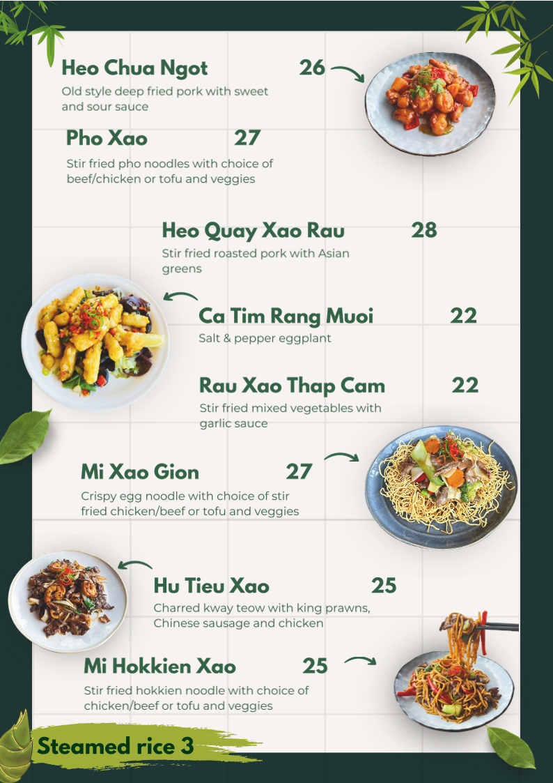 Menu, Viet Corner Eatery