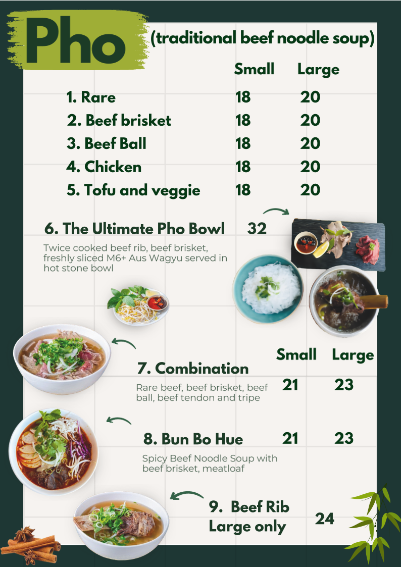 Menu, Viet Corner Eatery