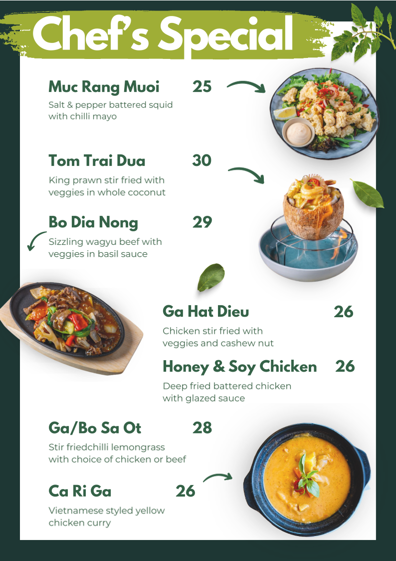 Menu, Viet Corner Eatery