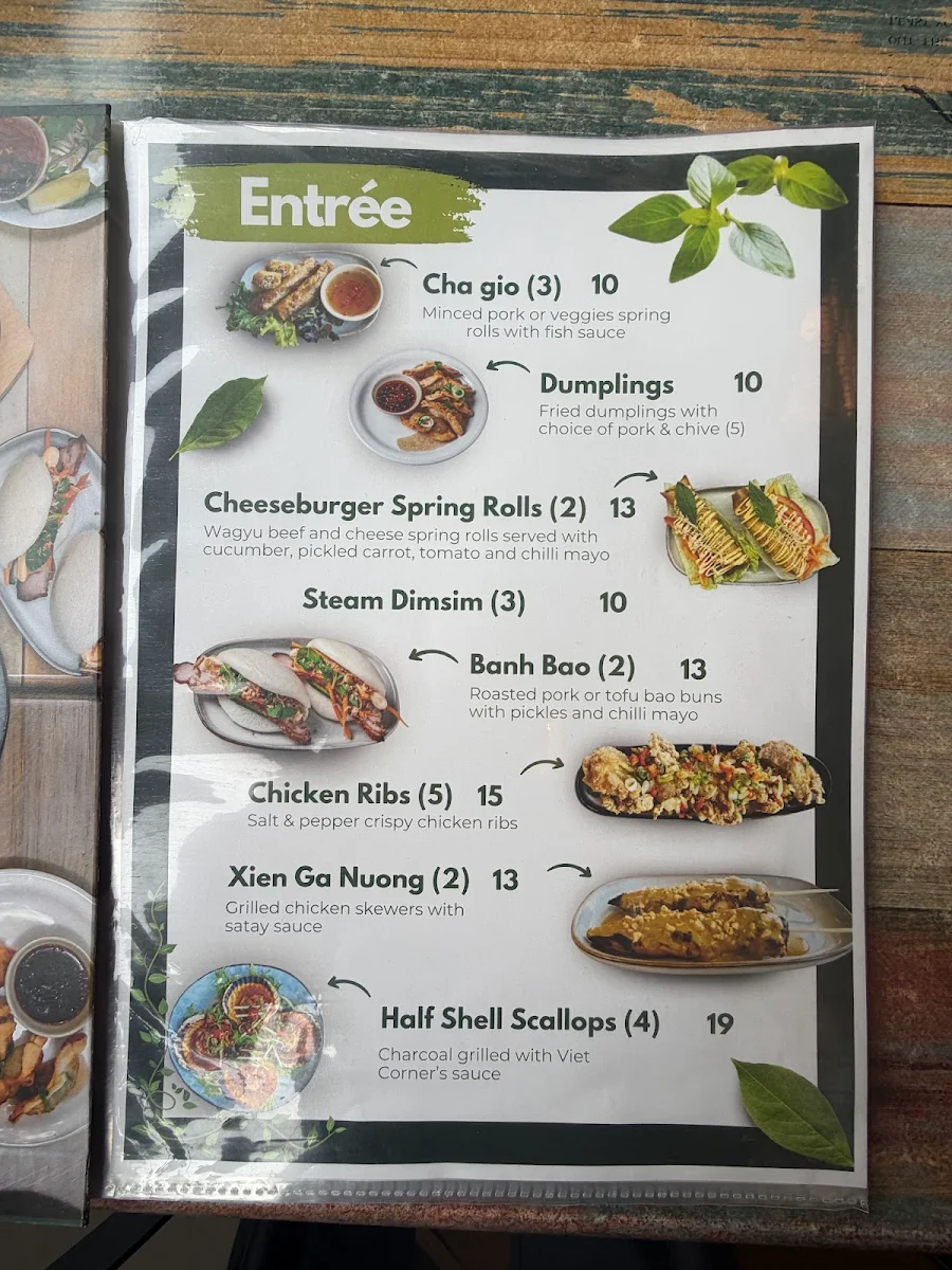 Menu, Viet Corner Eatery