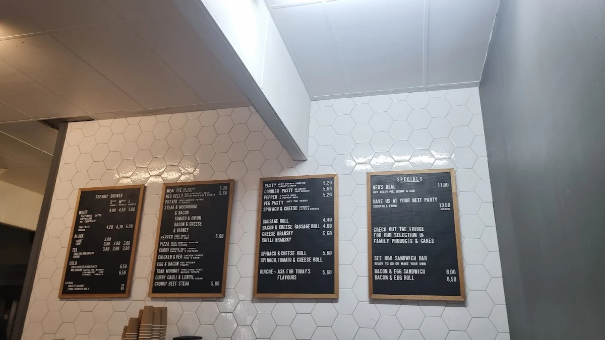 Menu, Ned Kelly's Bakery