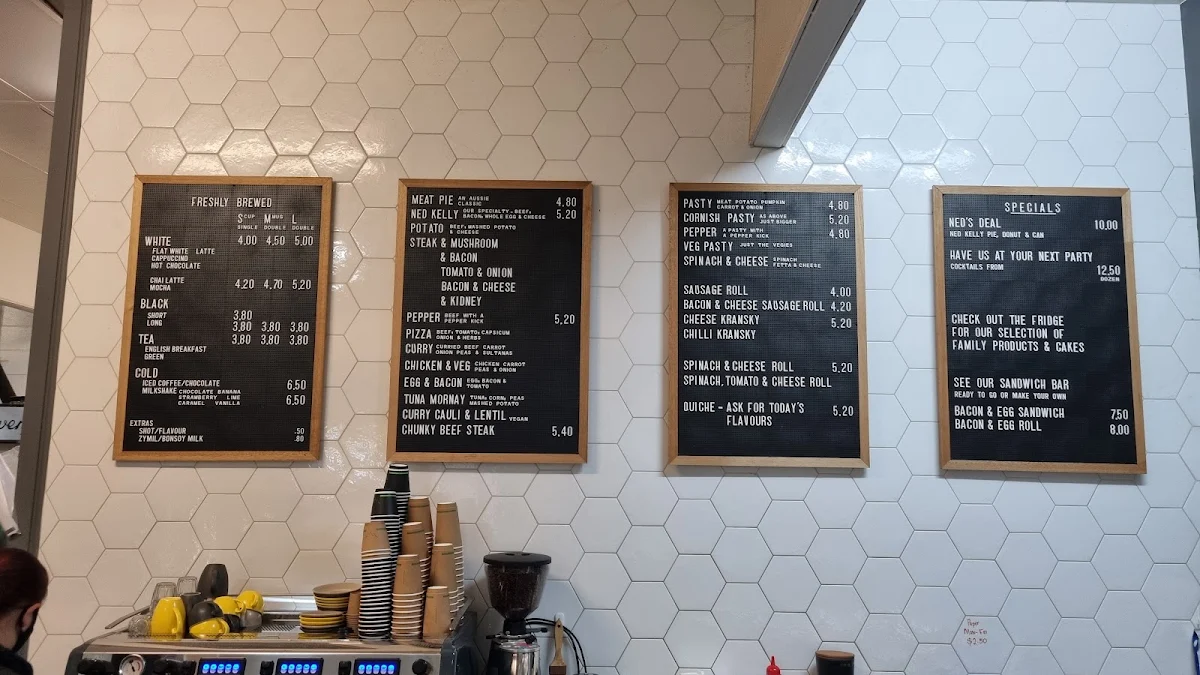 Menu, Ned Kelly's Bakery
