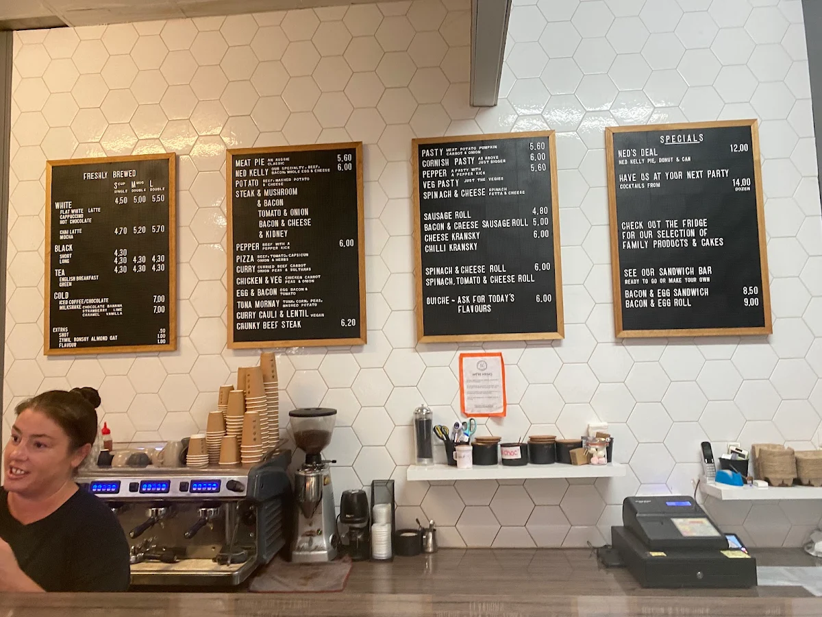 Menu, Ned Kelly's Bakery